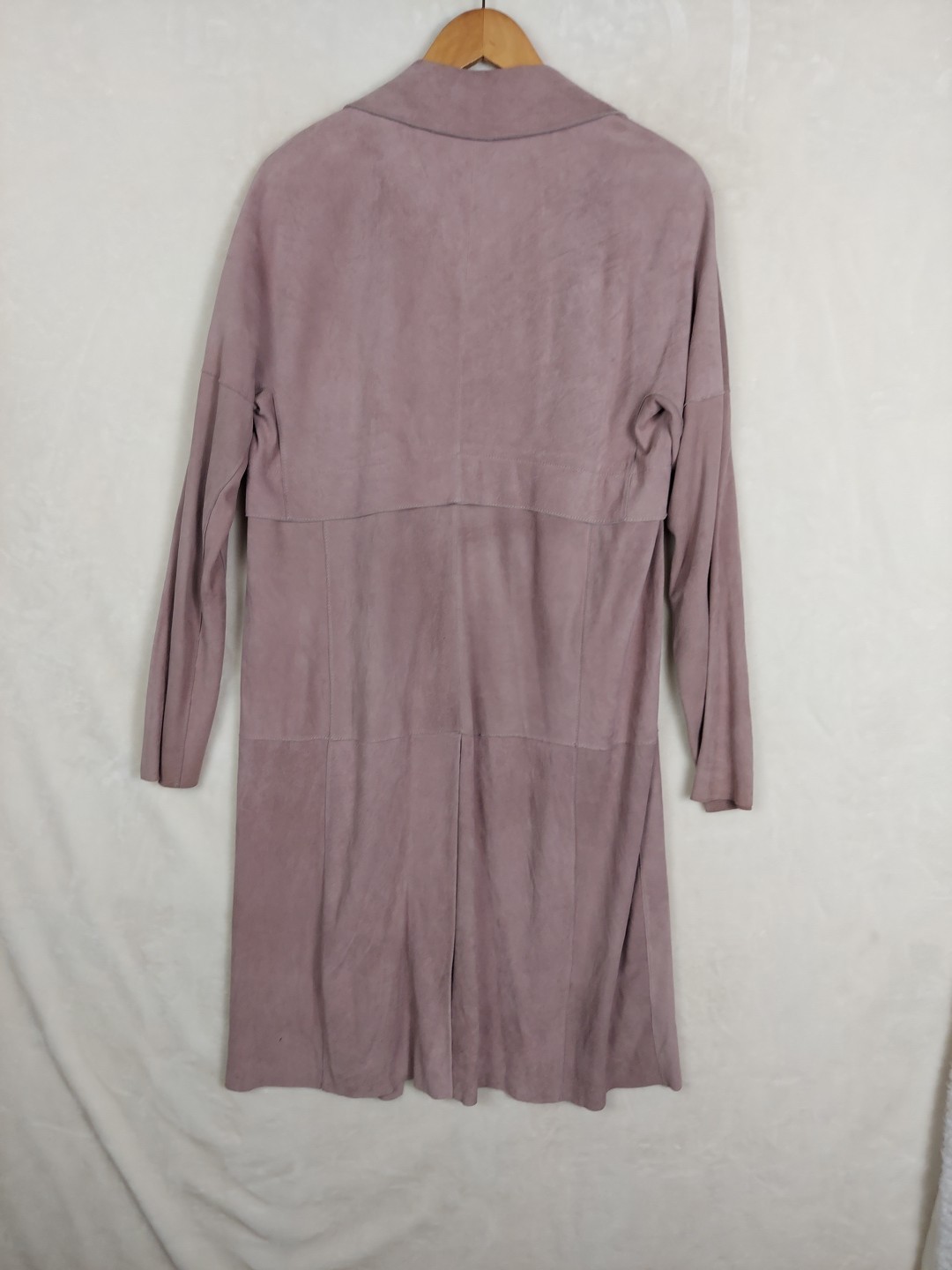 Linea Pelle Collection Suede Trench Coat Womens M Lavender 100% Lames Leather