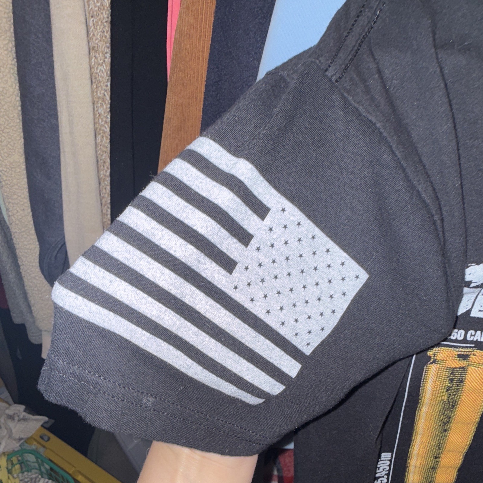 Grunt Style Men’s S Black “Size Matters” 1776 US Flag Graphic Crew T-Shirt