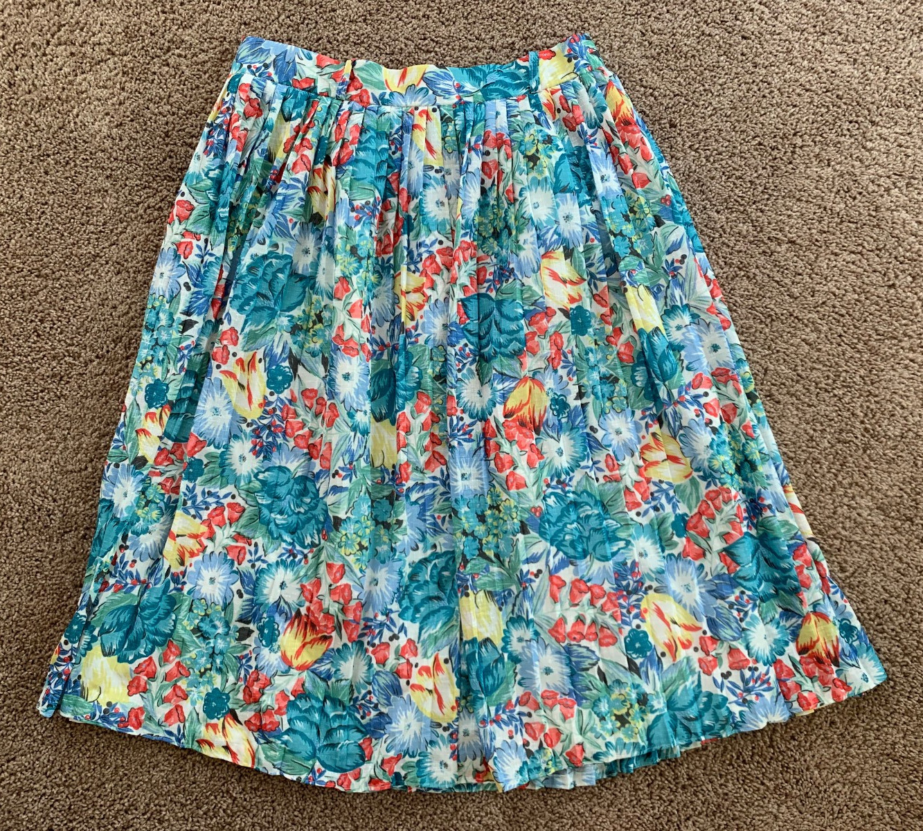 Vintage Lined Floral Pleated Made in West Germany Skirt Size 28″ Waist NO BELT