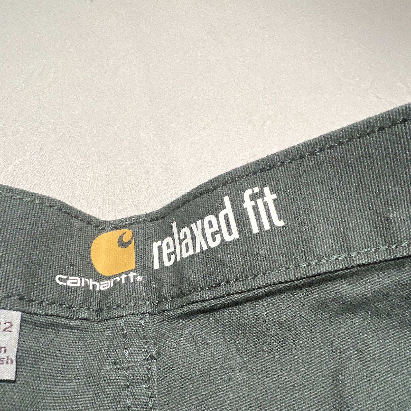Carhartt Rugged Flex Green Stretch Canvas Work Pants Relaxed Straight 34×32