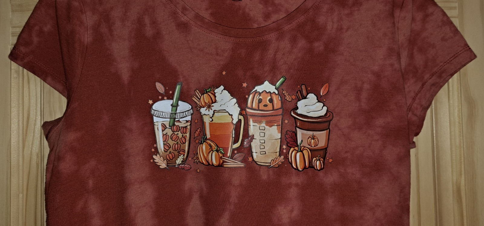 Hand “Bleach Dyed” Custom Pumpkin Spice Lattes Tee Juniors XXL 2XL(19) READ