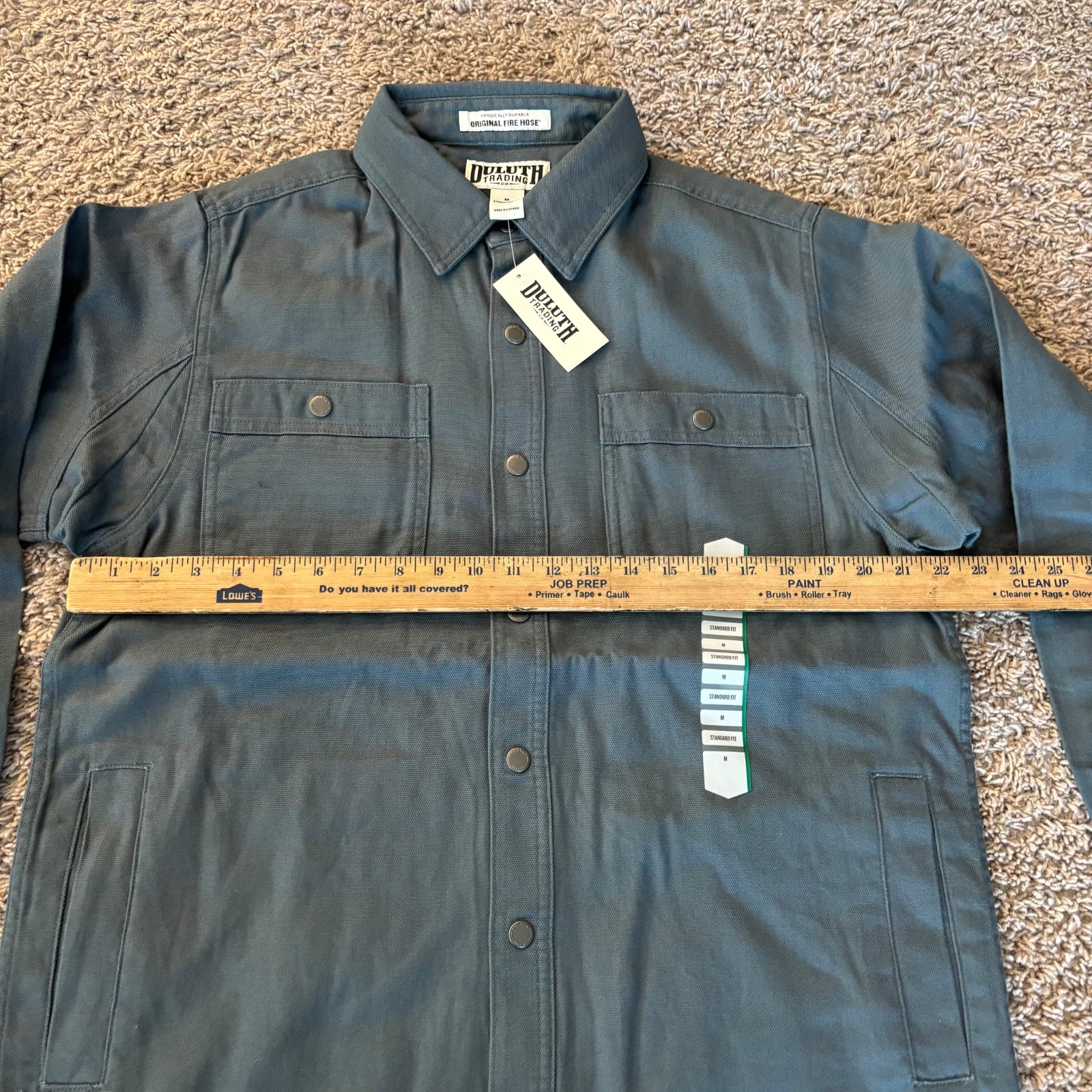 Duluth Trading Co. Jacket Mens M Dark Blue Fire Hose Flannel Lined Fit Limber