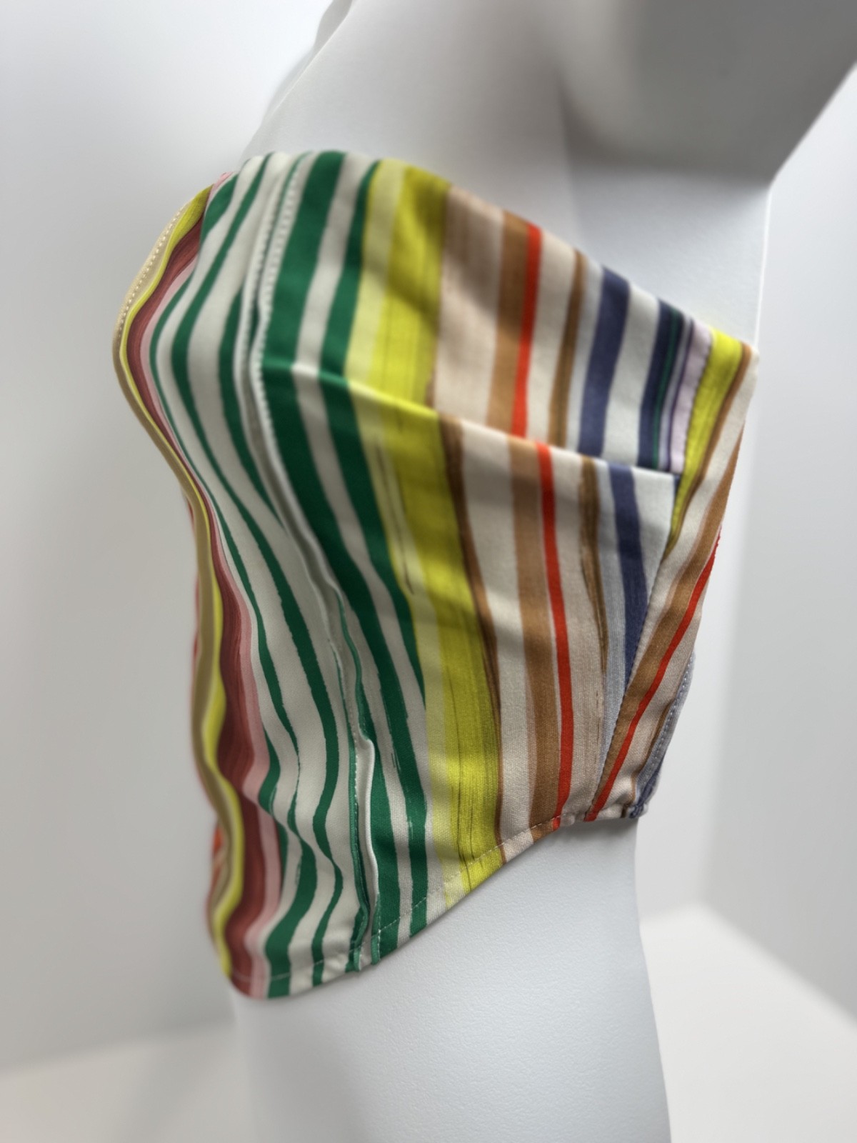 Tiger Mist Strapless Multicolor Stripe Handkerchief-style Hem Tube Top
