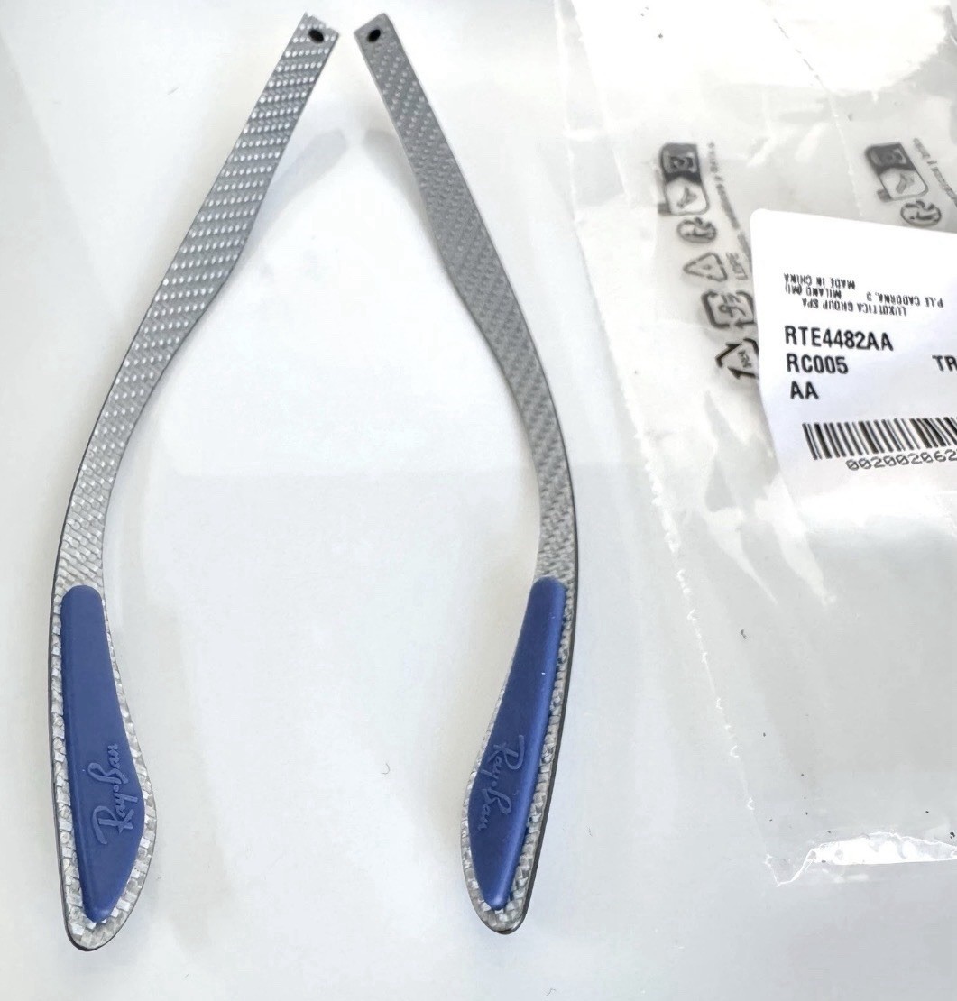 Ray Ban RB8906 Eyeglasses Carbon Fiber Blue Silver Replacement Temple Arms NEW
