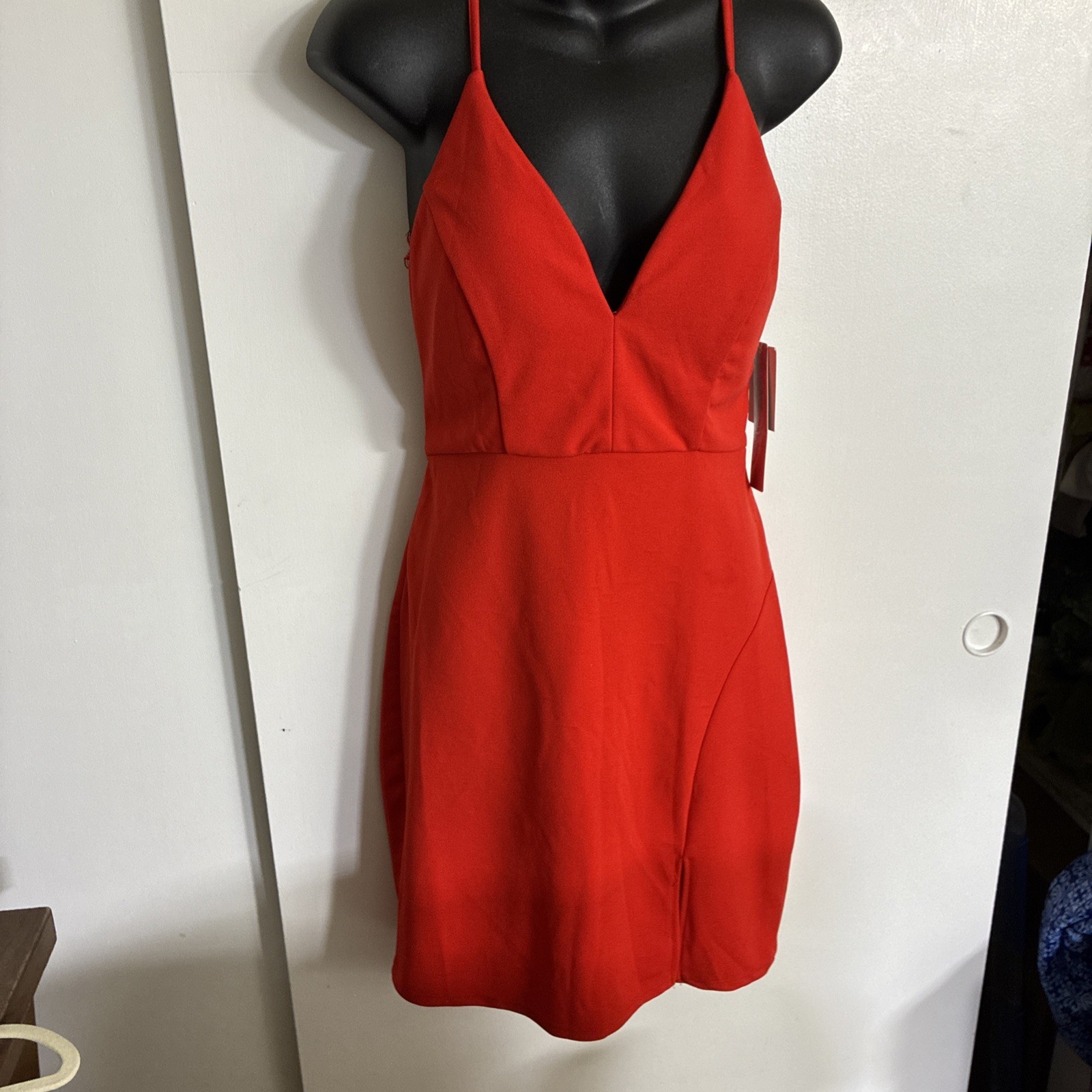 My Michelle Red V-Neck Lace Back Mini Dress Size 11