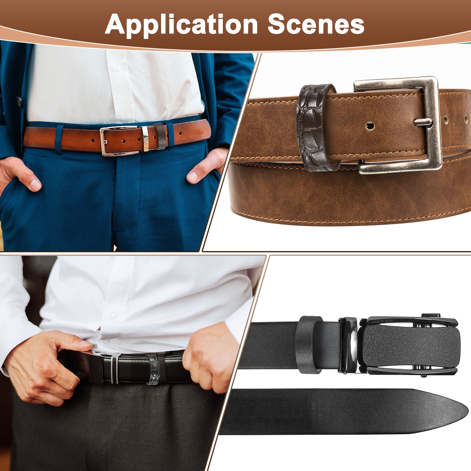 2-Pack Leather Loop Keeper, 1.5 Inch Texture Belt Loop Keepers [Black]