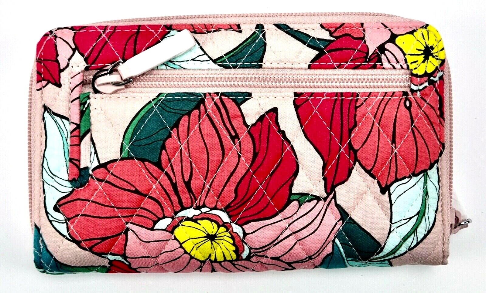 Vera Bradley Turnlock Wallet Multiple Card Slots Pink Green Vintage Floral Print