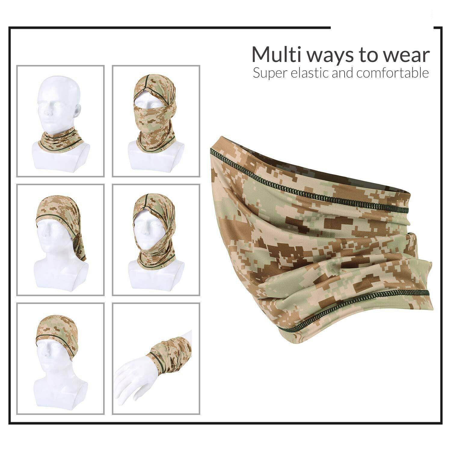 Camo Neck Gaiter Mask Face Scarf Bandana Tube Cover Balaclava Headband Headwrap