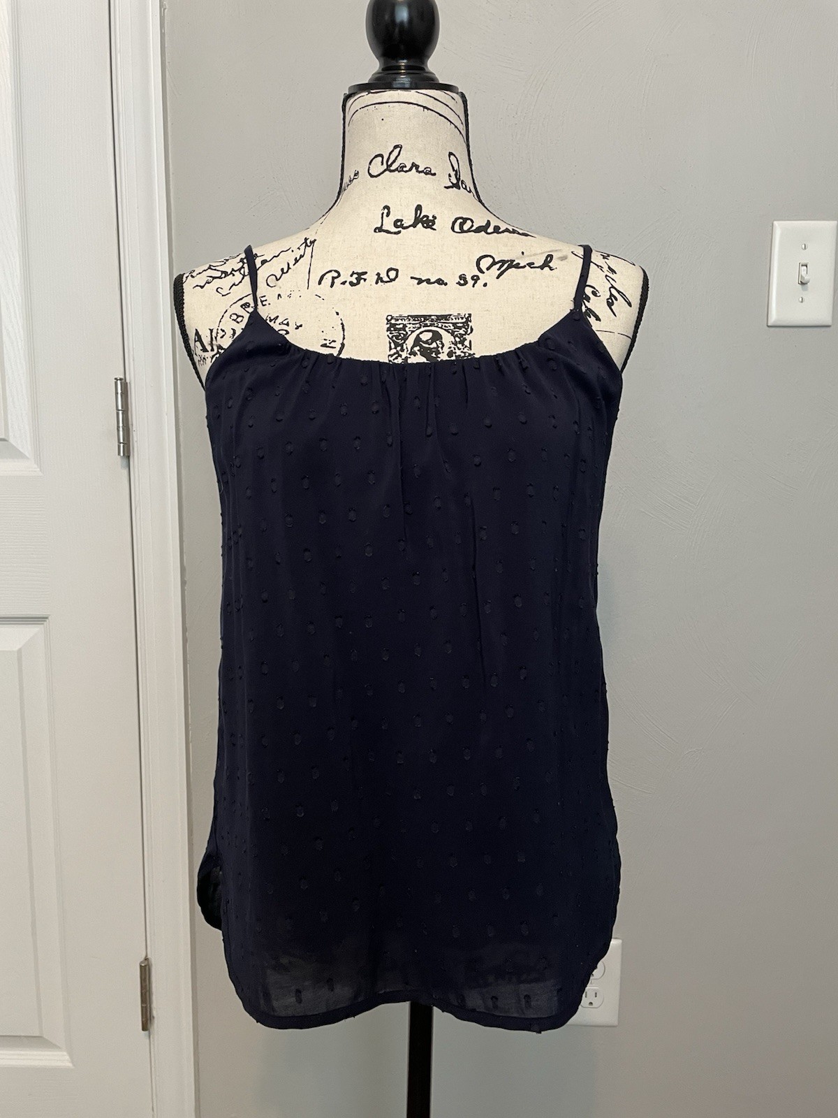 The Limited Navy Polka Dot Spaghetti Strap Shirt