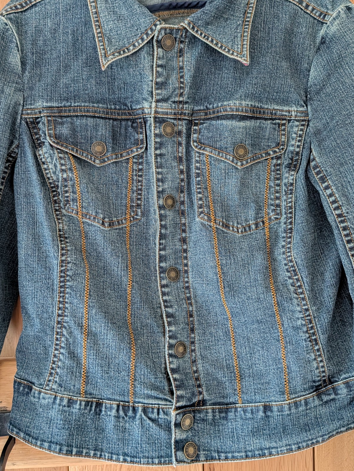 Butterfly by Matthew Williamson Denim Jacket Size 12 Y2K Pink Rhinestone