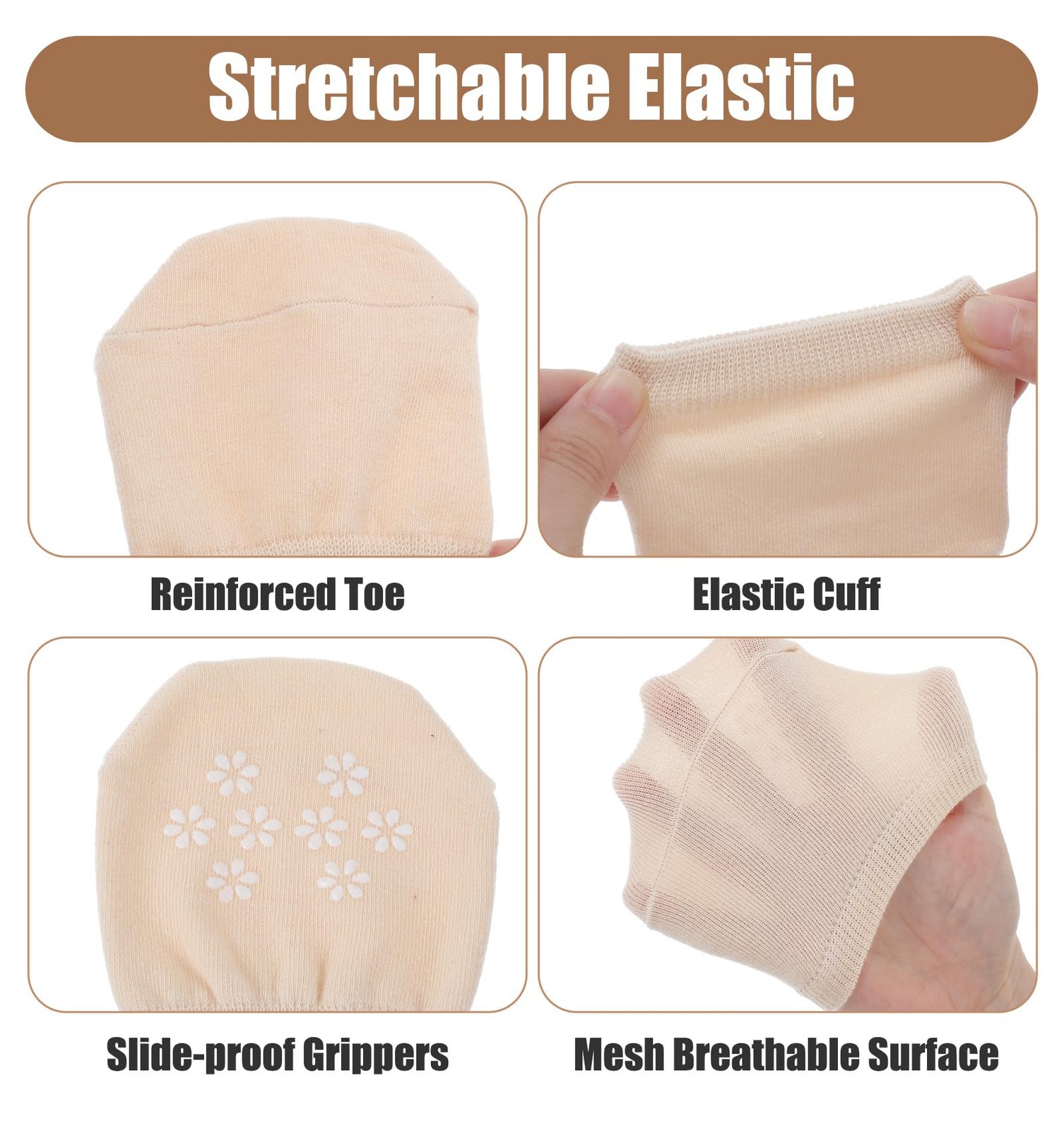 8× Invisible Toe Socks Non-slip Mules Half Socks Toe Topper Covers for Womens US