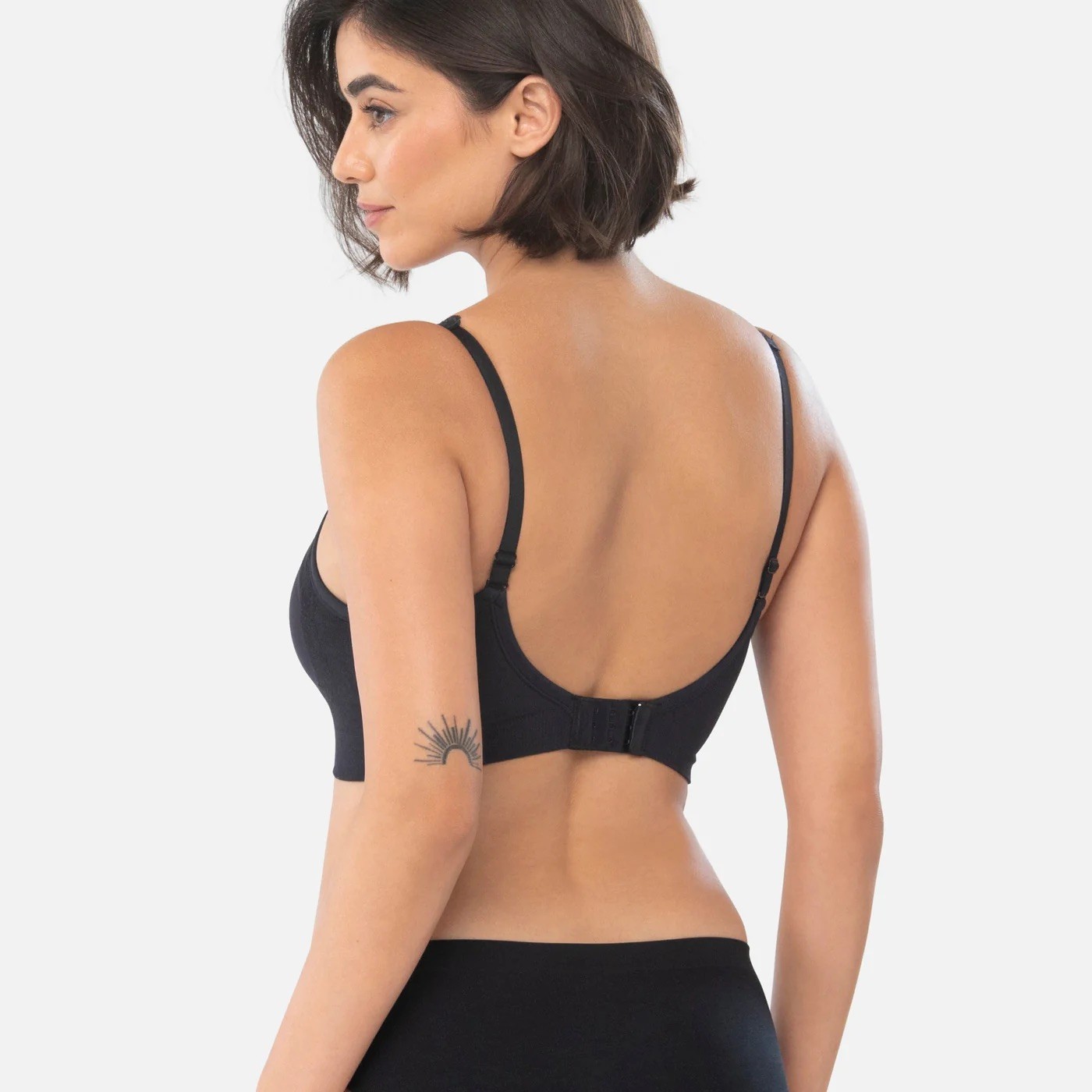 New UNDEROUTFIT Adjustable Comfort Bra w/ Lace Straps Large Black #445