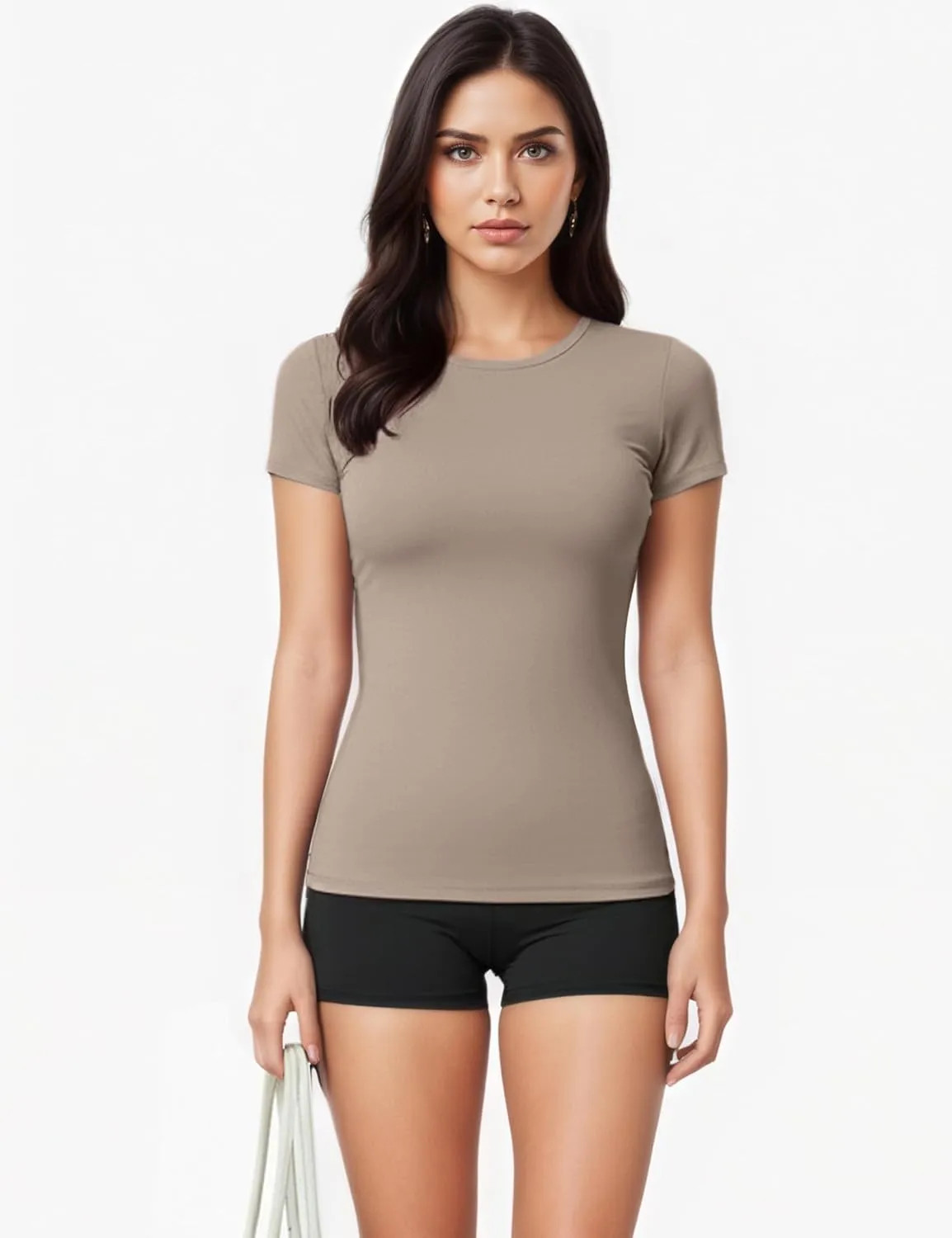 Kinglaman Women Short Sleeve Crew Neck Slim Fit Basic T Shirt 5 Pack Casual Top