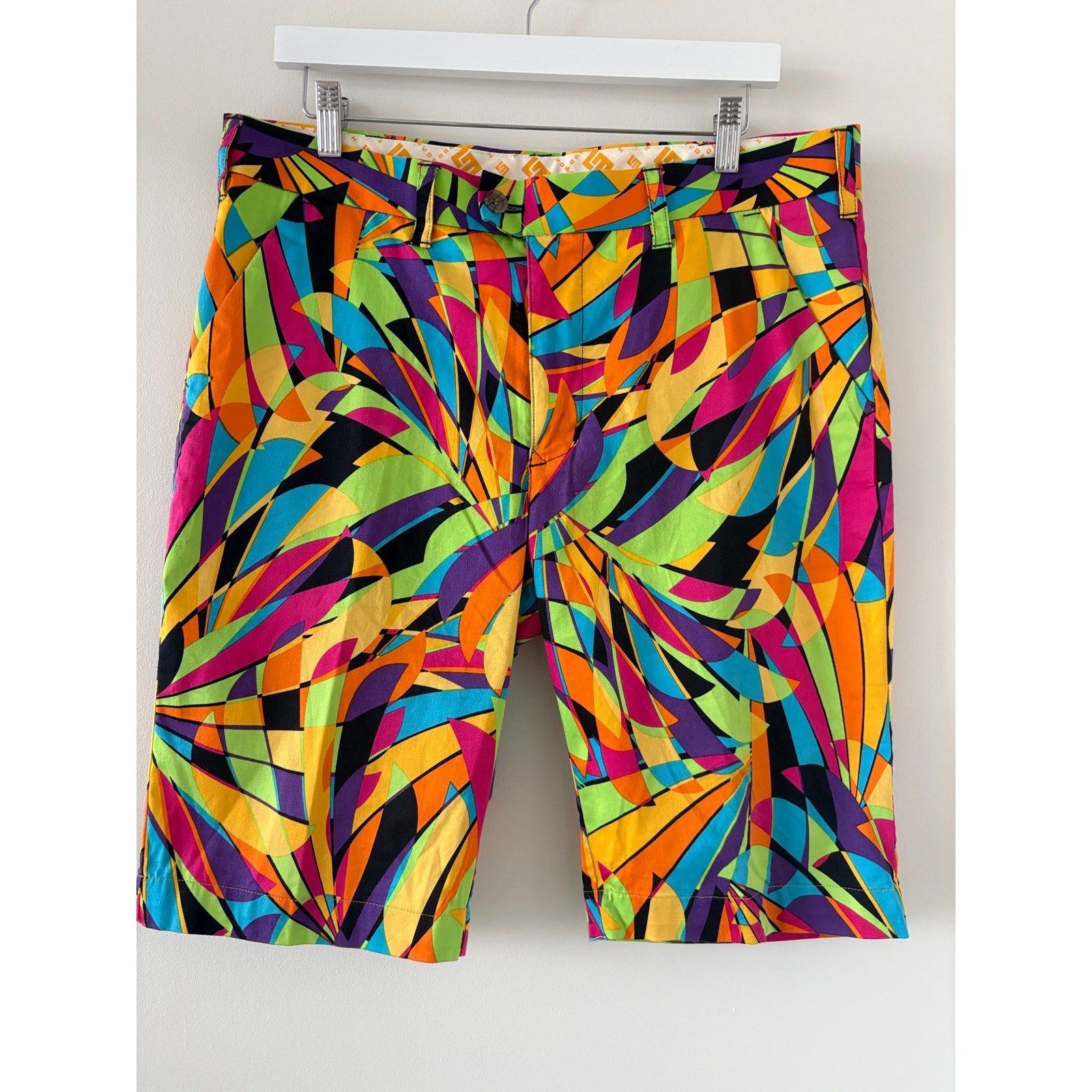 Loudmouth Rare Vibrant Abstract Golf Shorts Mens 36 Dopamine Maximalist Artsy