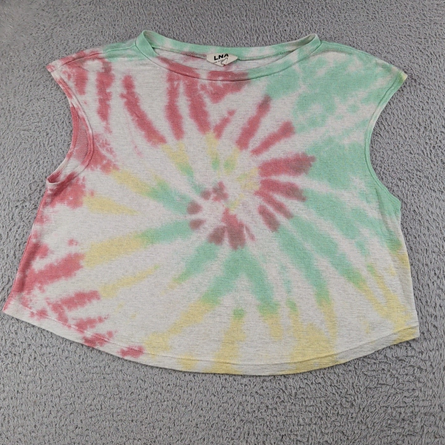 LNA Made in California Top Women Small Tie Dye Multicolor Slub Cotton Sleeveless