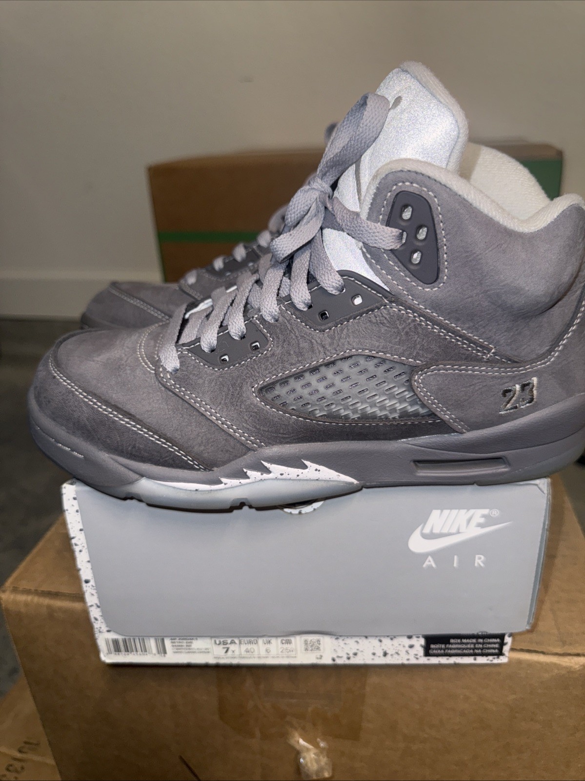 Air Jordan 5 Wolf Grey Size 7y 100% Authentic Ready To Ship !! SUPER CHEAP! GO!