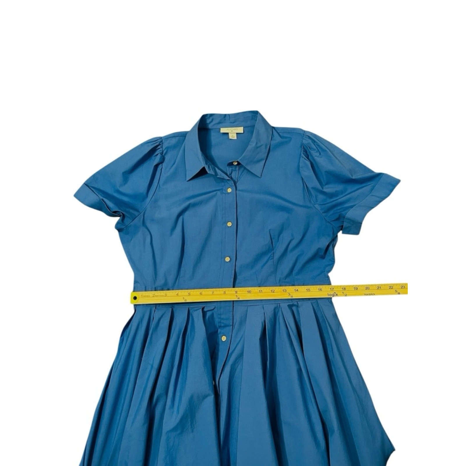 Alexis Dress Blue Short-Sleeve Button Front Fit-and-Flare Size XL Shirtdress
