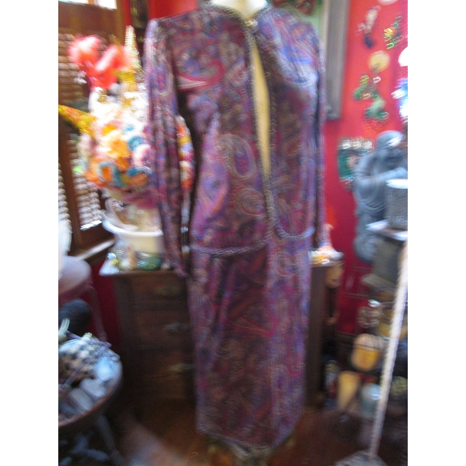 Emanuel Ungaro Parallis Paris, two piece lined paisley shlder pads cleaned sz10