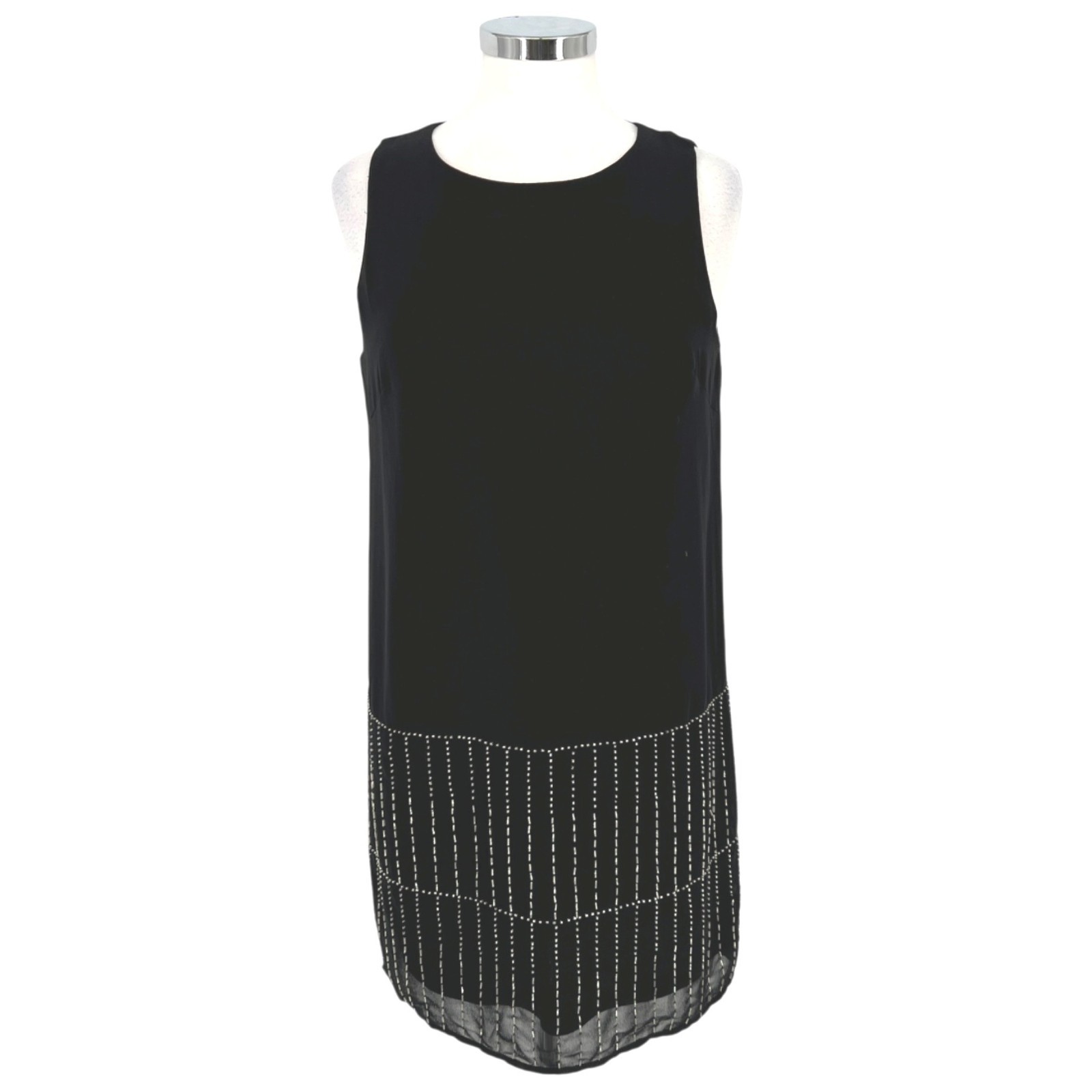 ASTR Black Beaded Sleeveless Shift Dress Party Cocktail Mini Length Size Medium