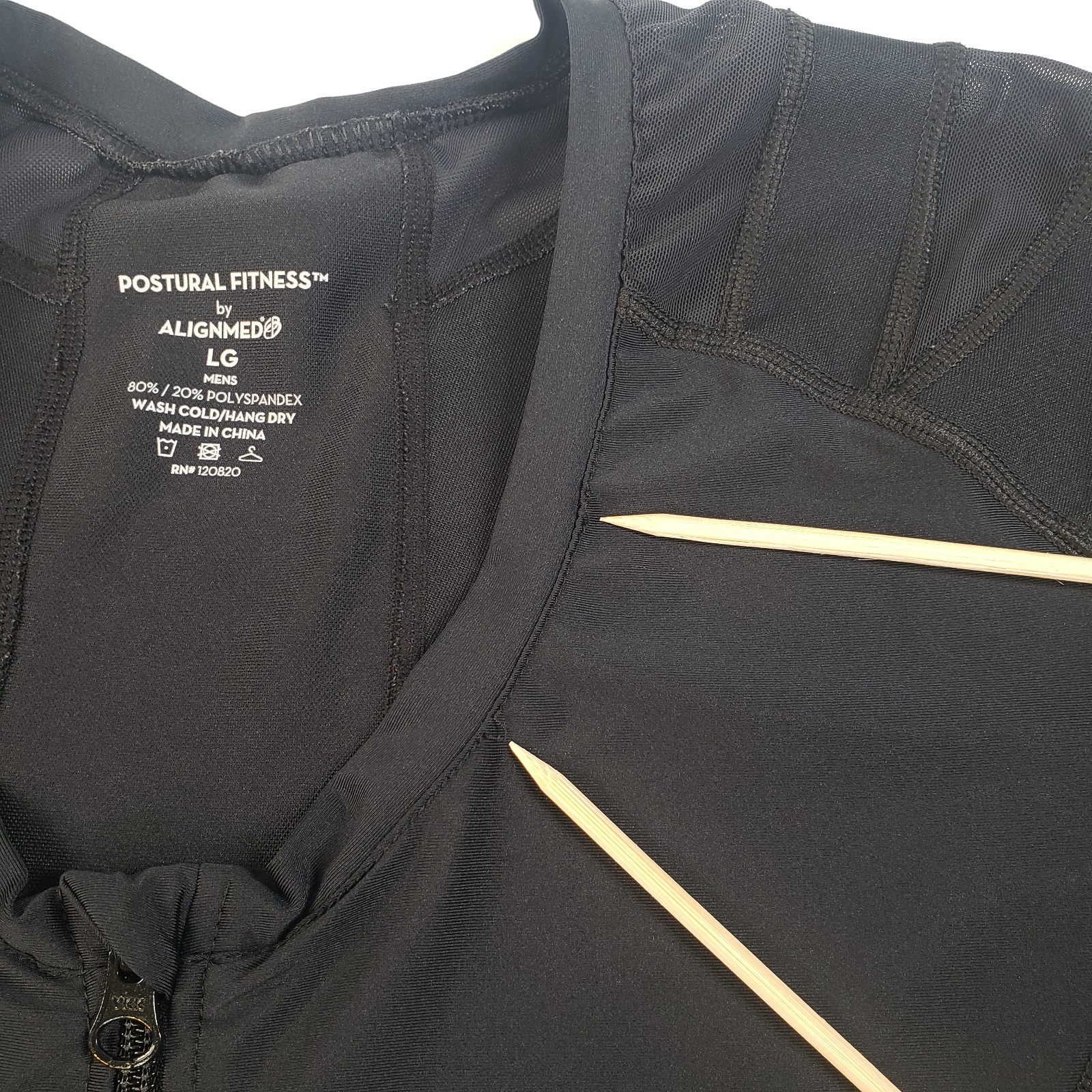 Retail=$109 Postural Fitness Shirt by ALIGNMED Mens Large Black Full Zip
