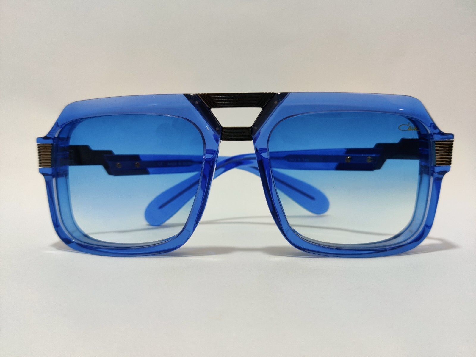 Cazal Sunglasses Night Blue Crystal Gun Metal Frame Blue Lens unisex Glasses