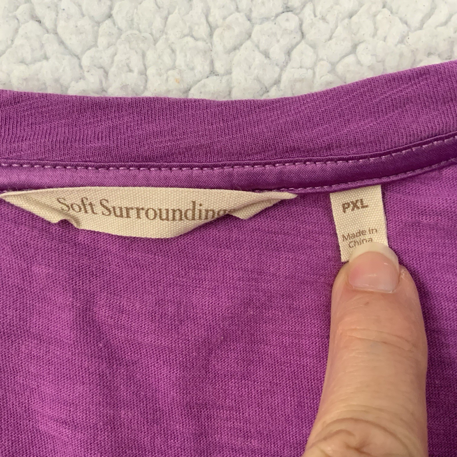 Soft Surroundings Cotton Blend Short Sleeve Tee Shirt Purple Summer Classic PXL