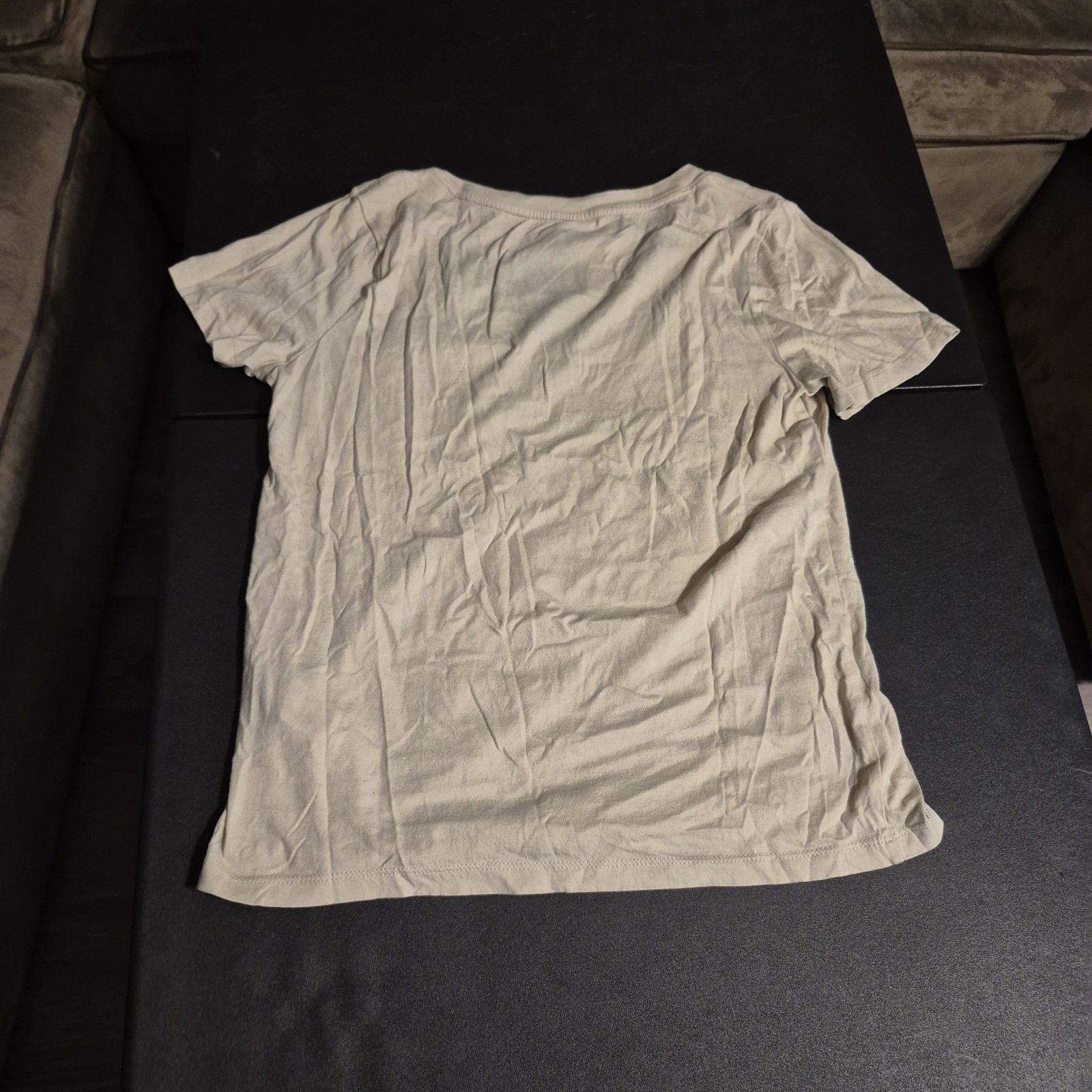 women’s Beige/green Solid V-Neck Short Sleeve T-Shirt Regular Fit