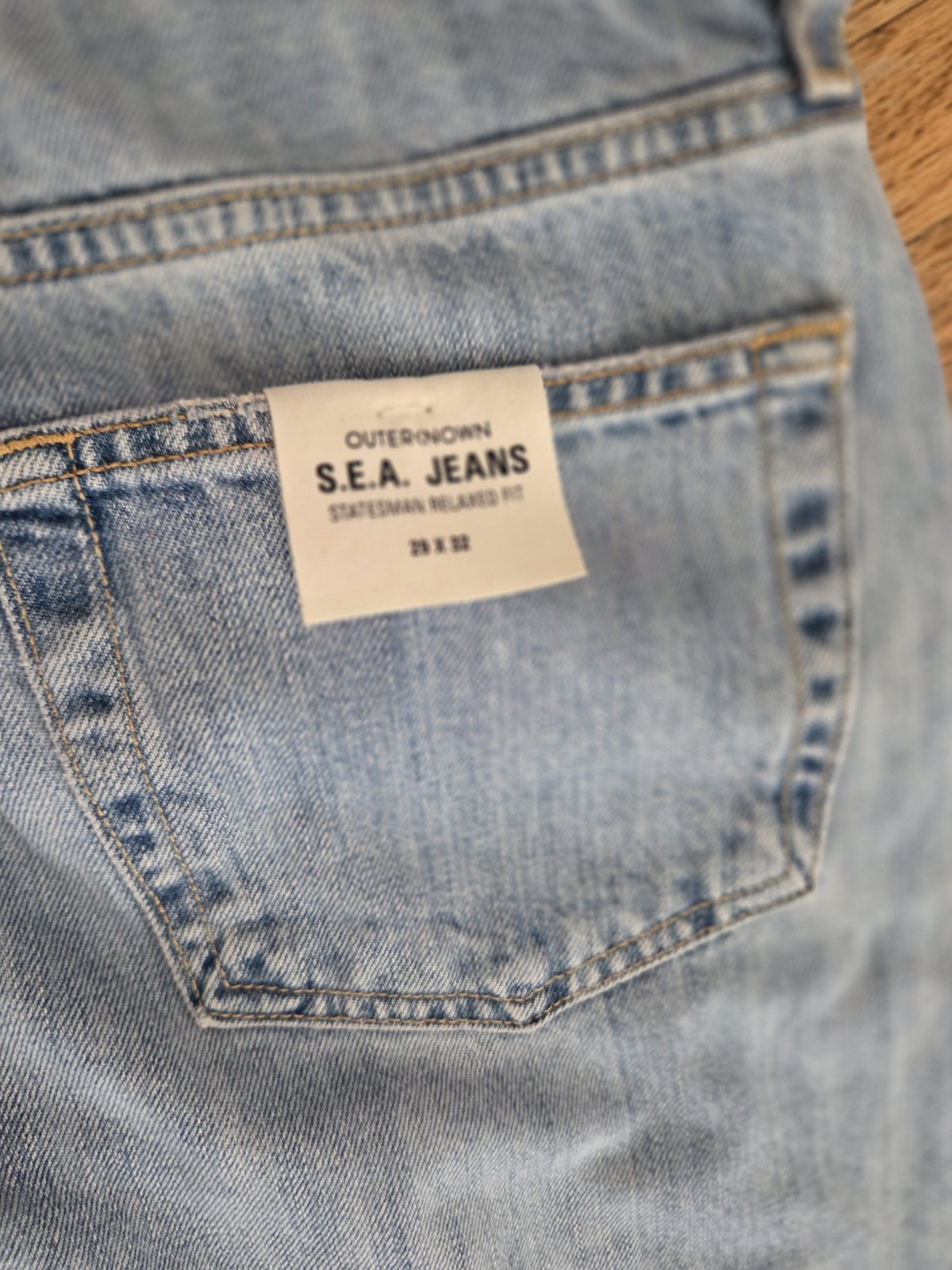 Outerknown NWT 29×32 SEA Statesman Relaxed Fit Denim Jeans Light Blue Bleached