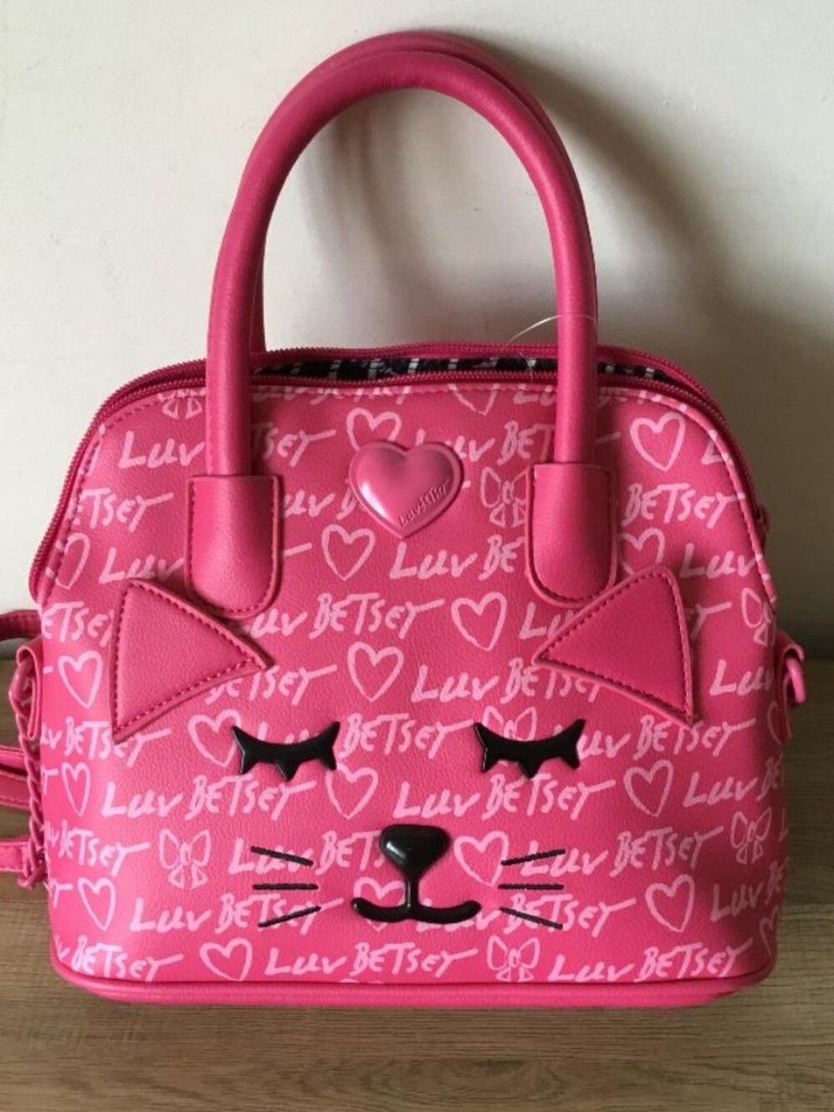 Luv Betsey By Betsey Johnson Hot Pink Cat Face Crossbody Satchel Bag NWT $68