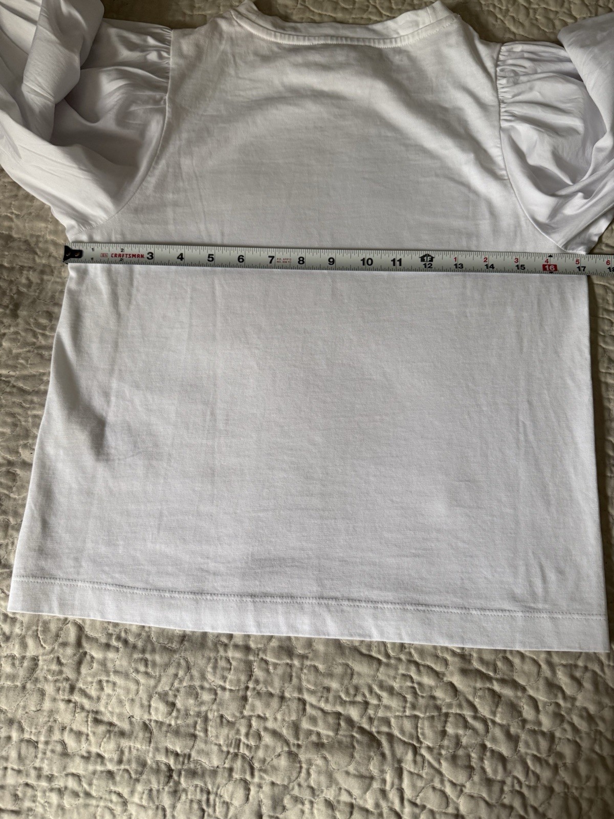 Madewell Women’s XS White Solid Crew Neck 3/4 Puff Sleeve 100% Cotton Knit Top