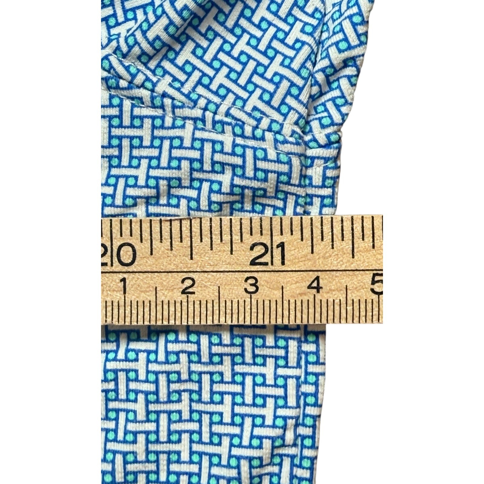 IBKUL Mens Medium Short Sleeve Polo Shirt Blue White Geometric UPF 50 Quick Dry