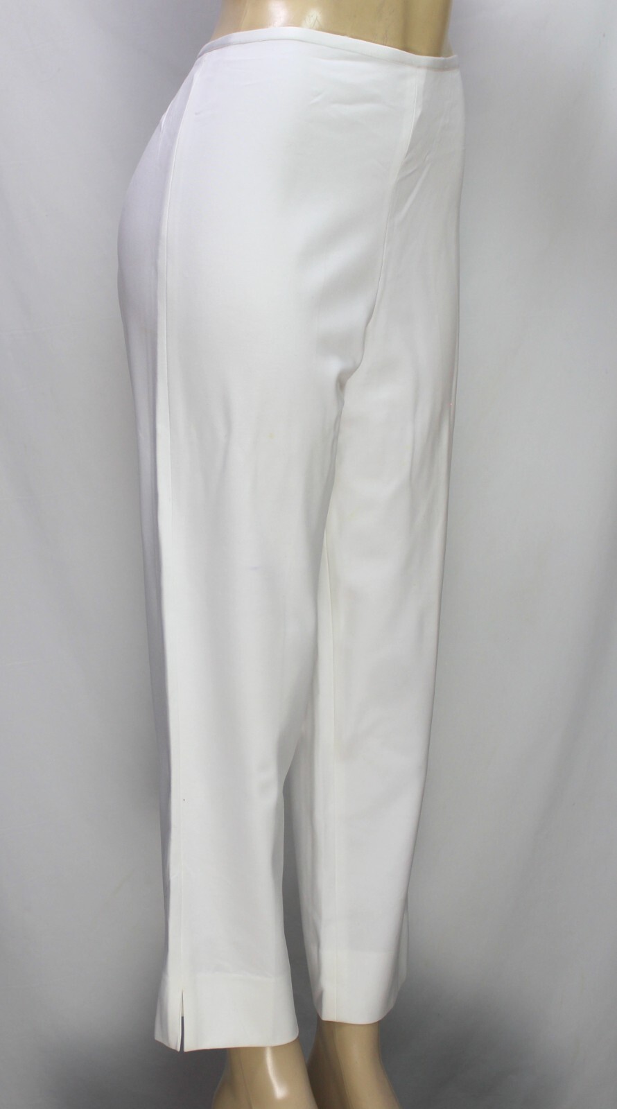 Leggiadro Ankle Pants Side Zip Closure Straight Leg Stretch Off White Size 12