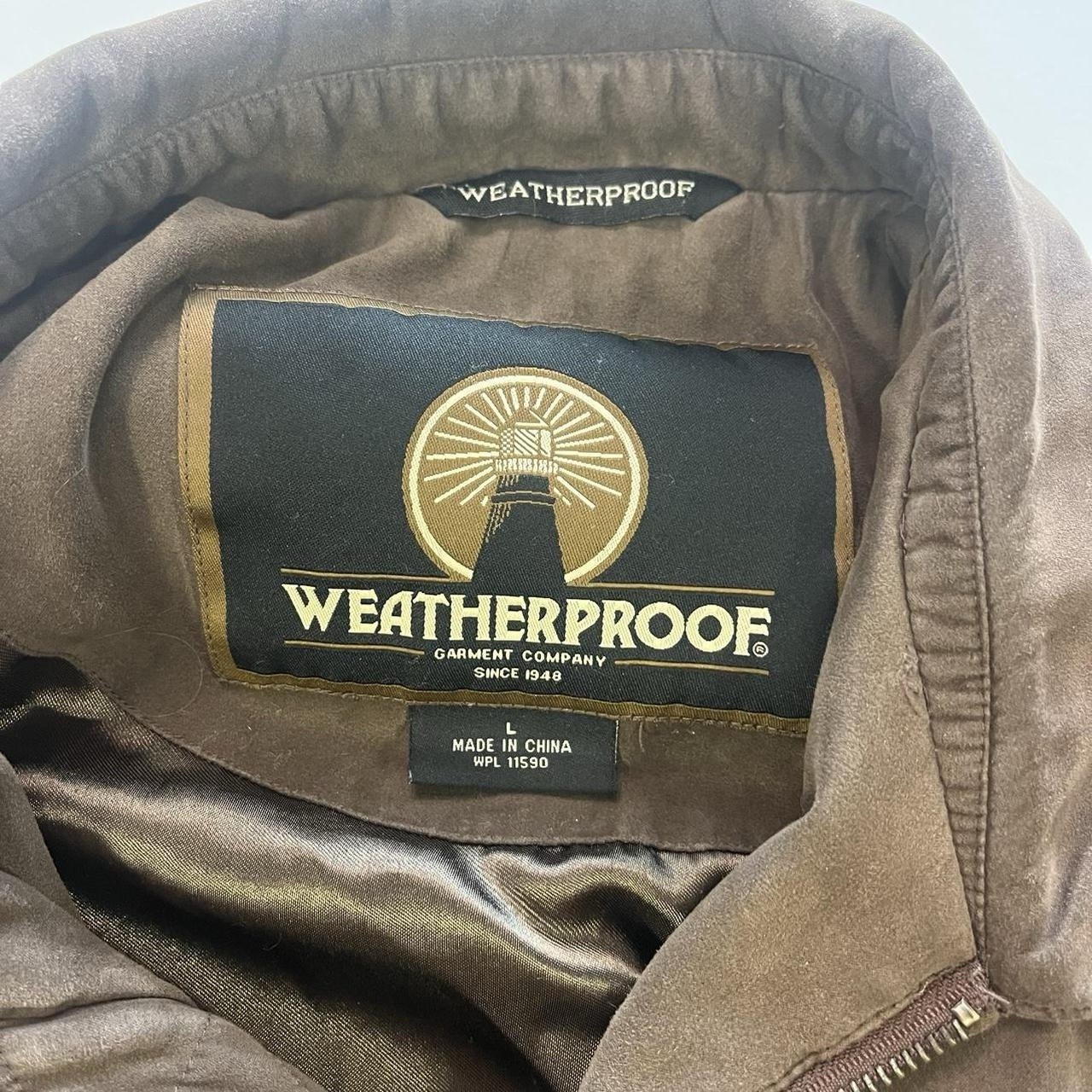 Weatherproof Men’s Faux Suede Bomber Jacket Tan Brown Full Zip Coat Large