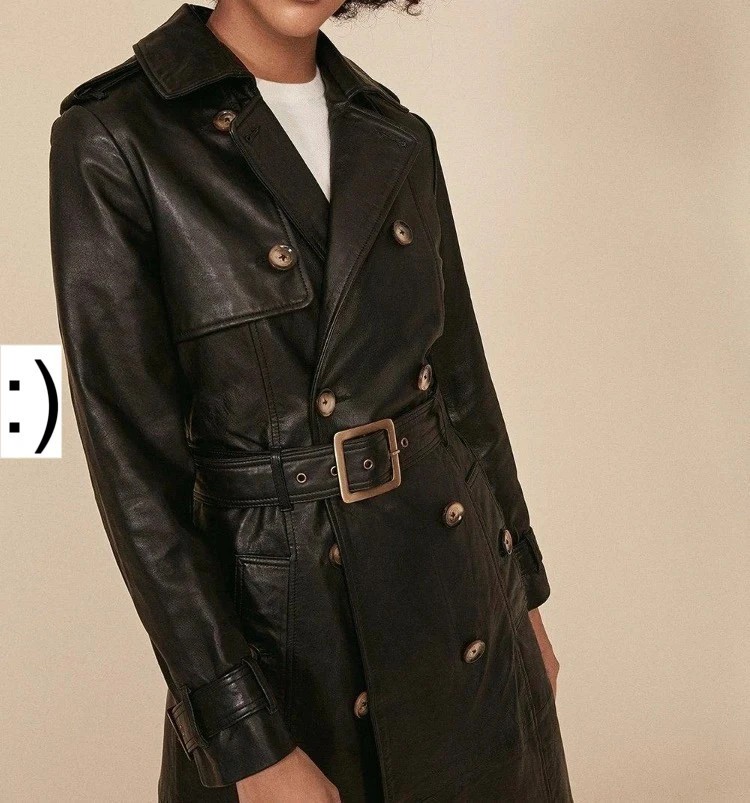 Oasis chocolate brown knee length leather trench coat £349