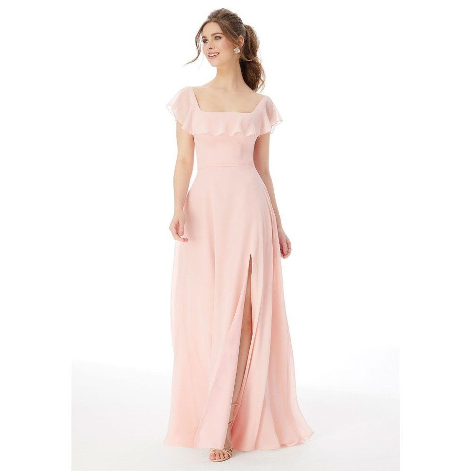 Square Neck Ruffle Bridesmaid Dress
