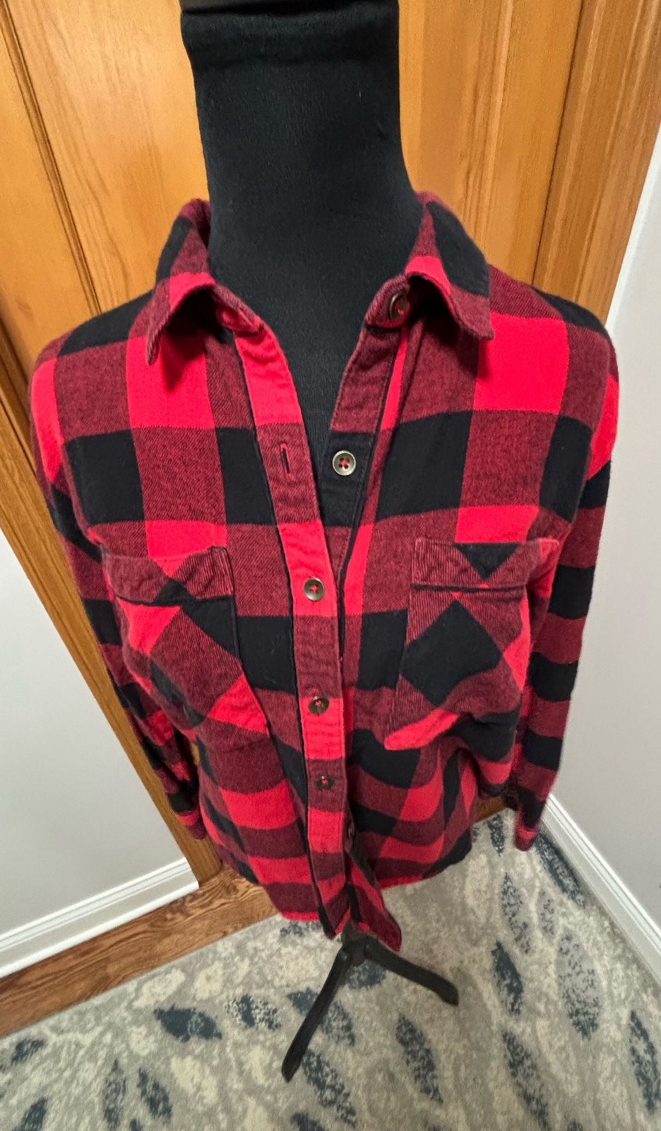 Forever 21 Red and Black Buffalo Plaid Flannel Shirt Size M