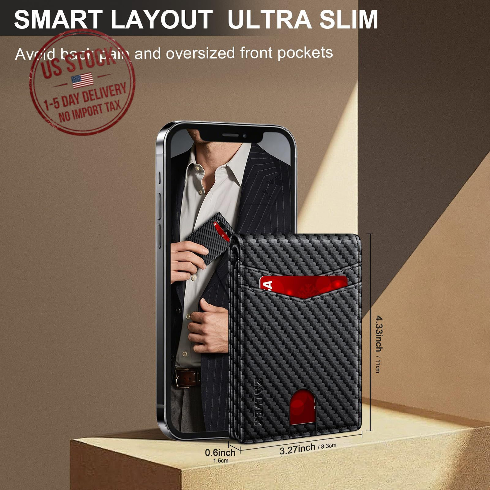 Slim RFID Blocking Leather Wallet for Men Bifold Credit Card Holder 14 Cards ID