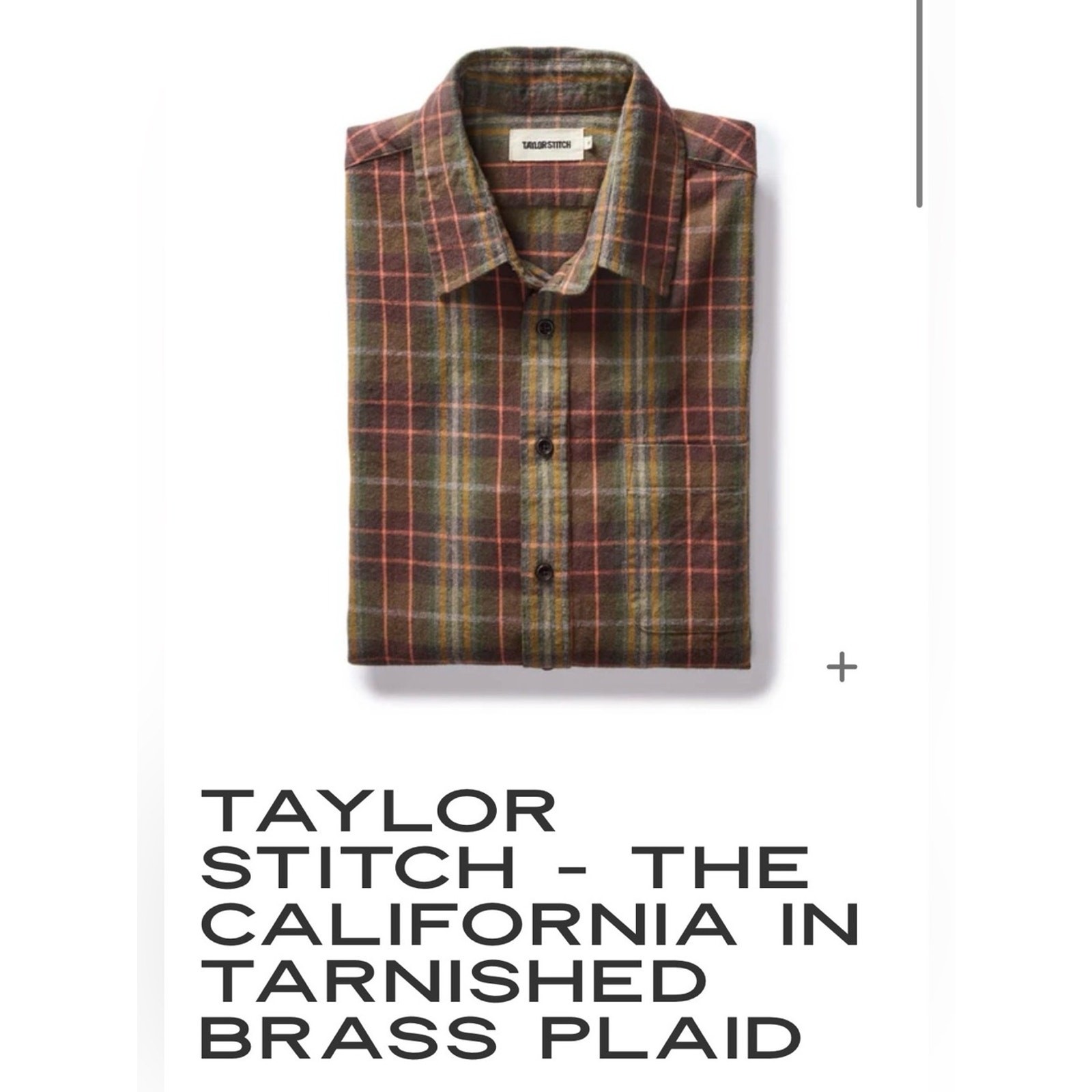 Taylor Stitch Tarnished Brass Plaid Button-Down Shirt