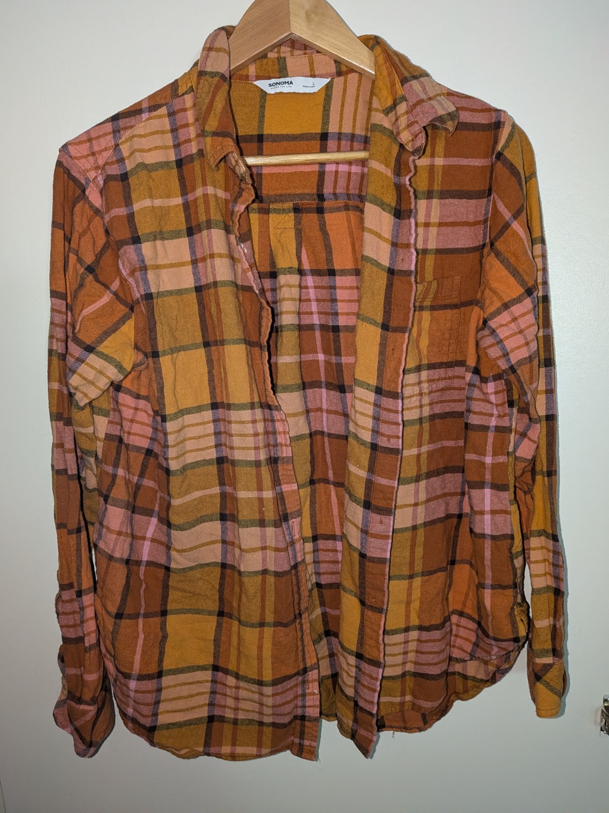 Sonoma Goods for Life Women’s Flannel Shirt Multicolored, Size Large