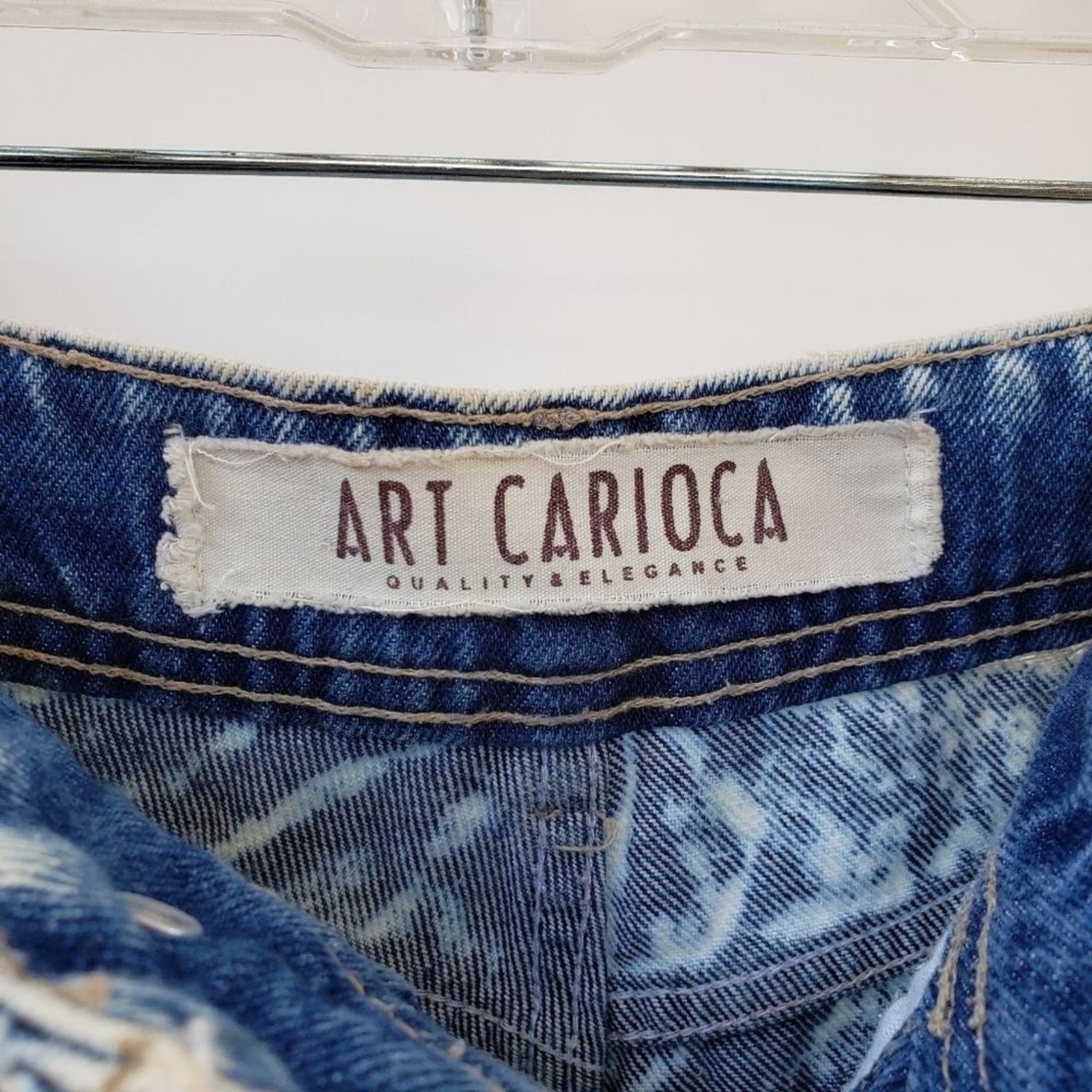 Art Carioca Size Medium Boho Festival Acid Wash Bleached Cut Off Studded Shorts