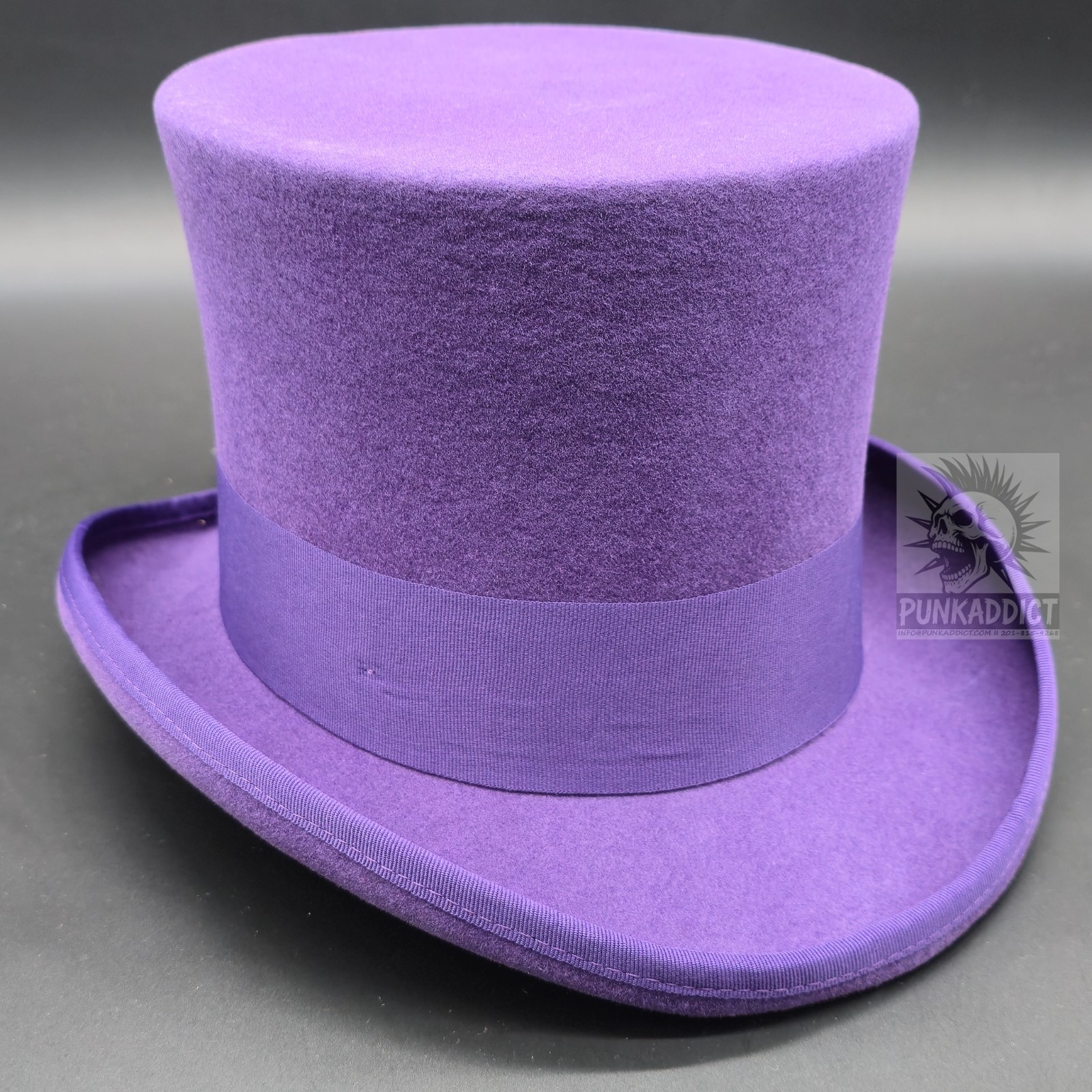 Gray Top Hat Wool Felt Victorian Slash Mad Hatter Steampunk Rock Star