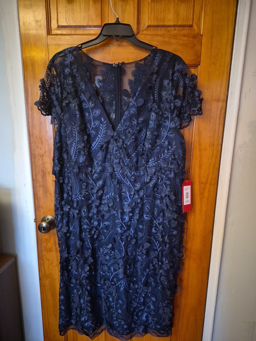 Carmen Marc Valvo Infusion 3D Blue Lined Dress size 22W NWT