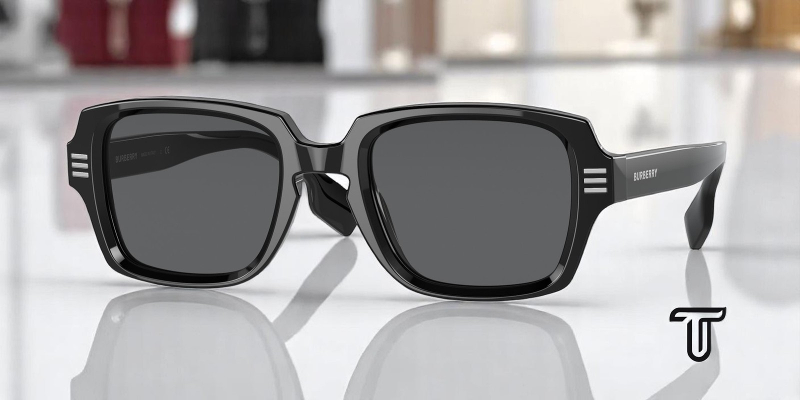 BURBERRY Eldon BE4349 300187 Black Dark Grey 51 mm Men’s Sunglasses