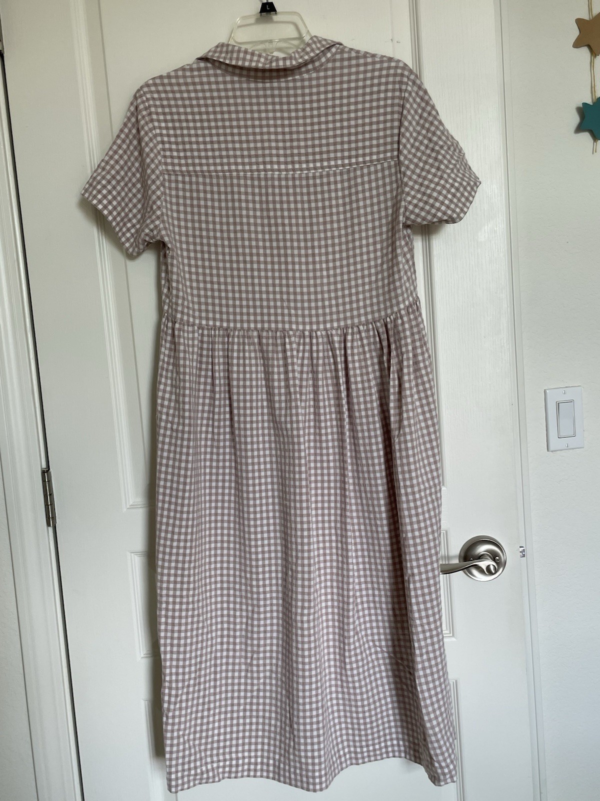 Urban Outfitters Brown/White Gingham Shirt Dress Collared Button Front Midi M