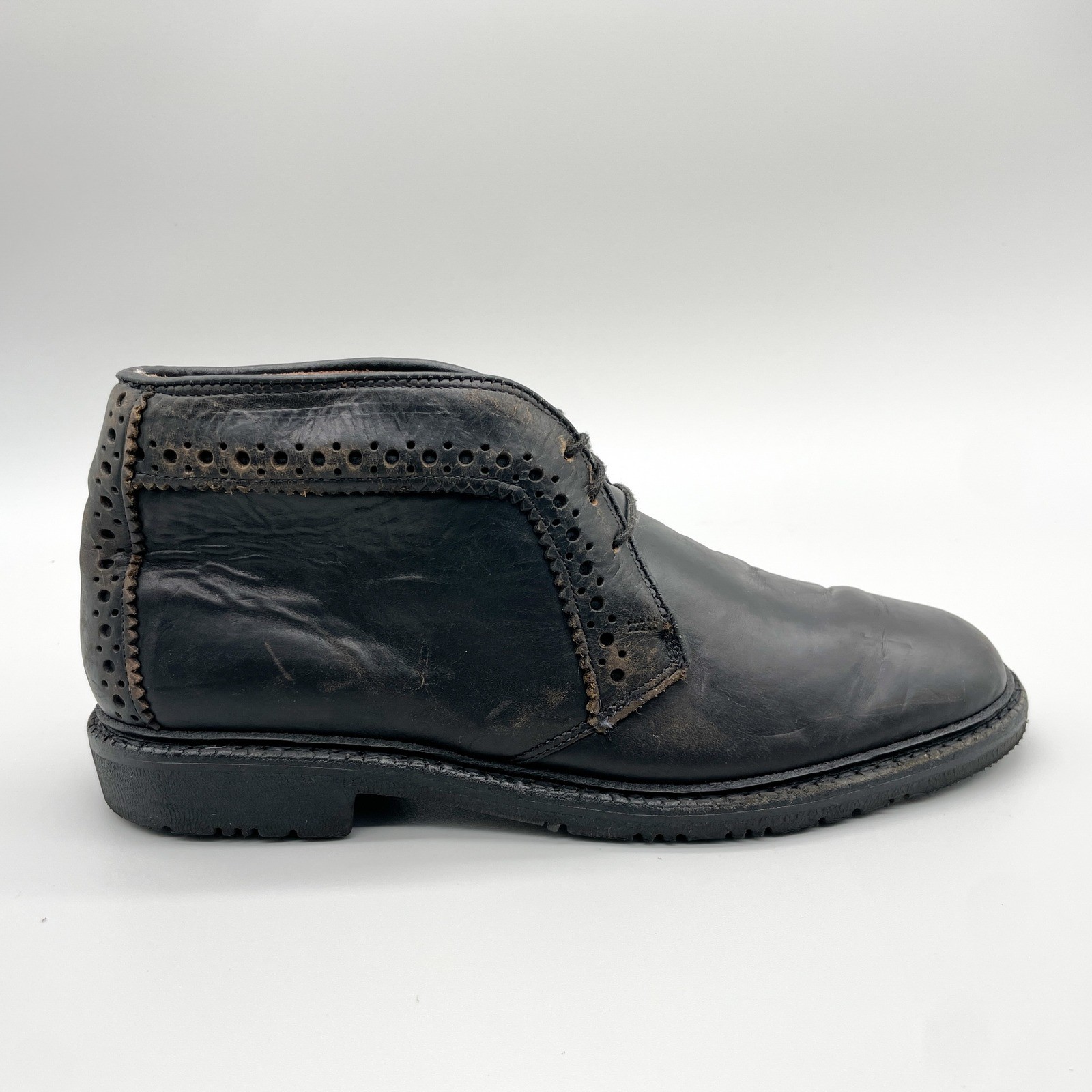 Allen Edmonds Mens 8 D Bellevue Chukka Boots Black Leather Brogue Casual Grunge