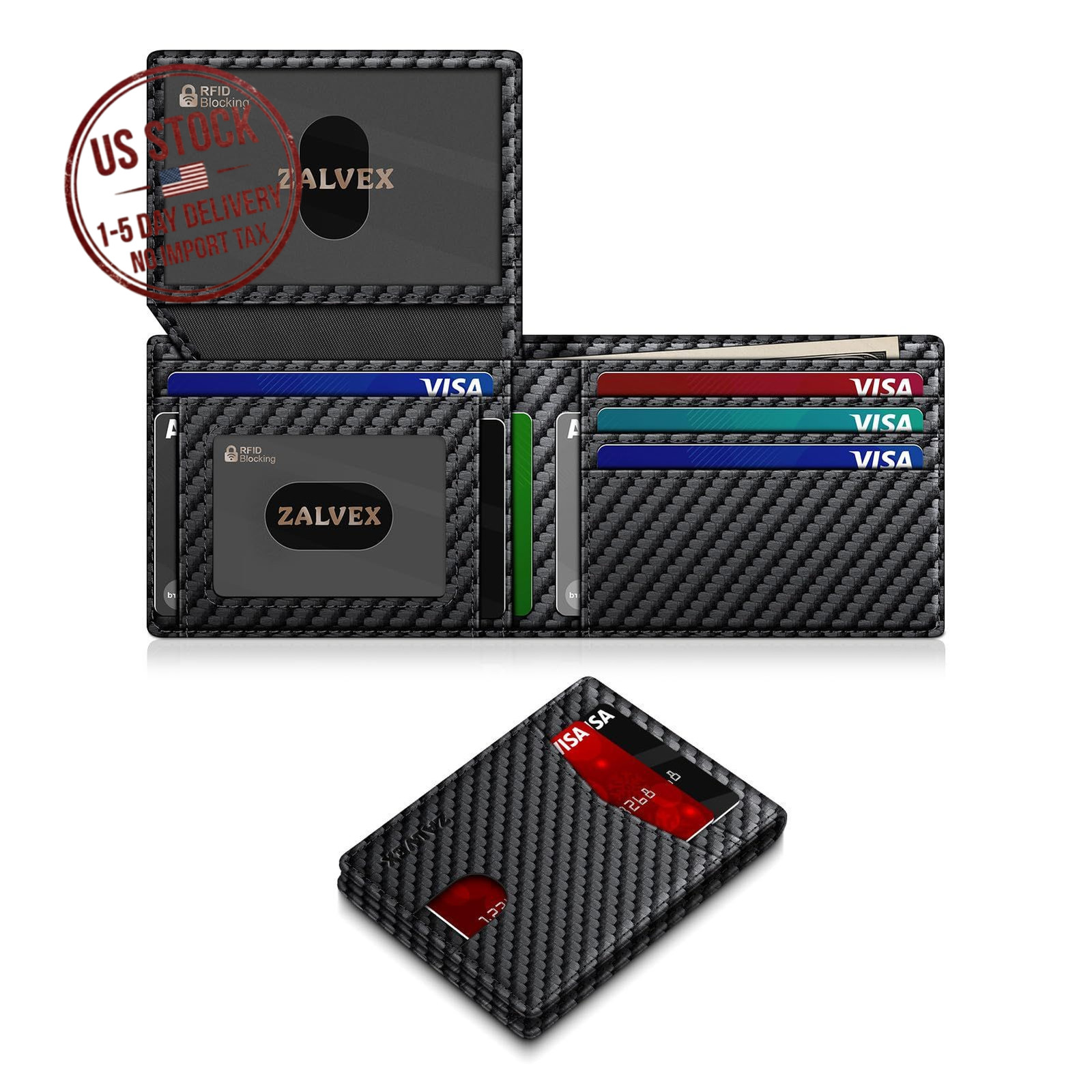 Slim RFID Blocking Leather Wallet for Men Bifold Credit Card Holder 14 Cards ID