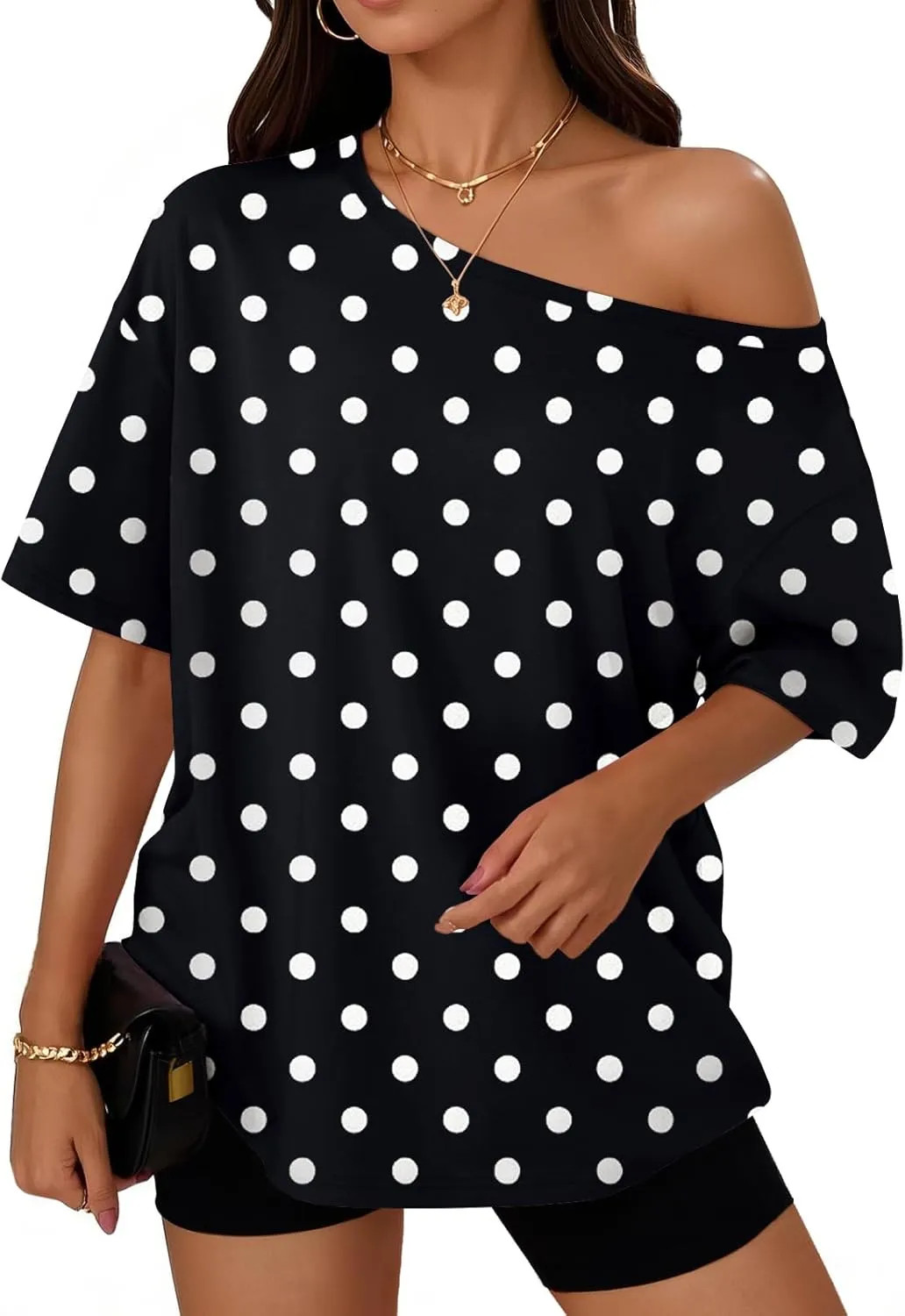 Trendy Queen Womens Off Shoulder Oversized T Shirt Summer Spring Casual Top