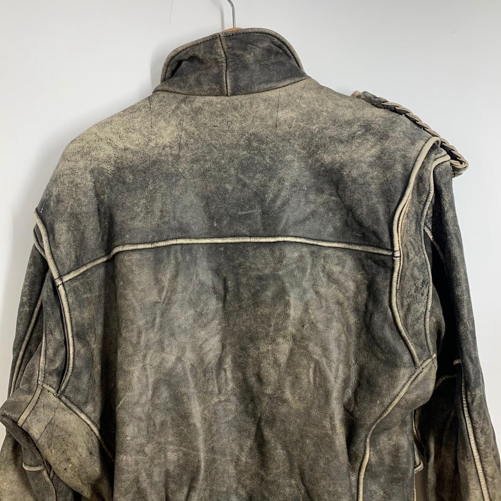 Vintage M.Julian Distressed Leather Motorcycle Jacket Moto Biker Style Size L