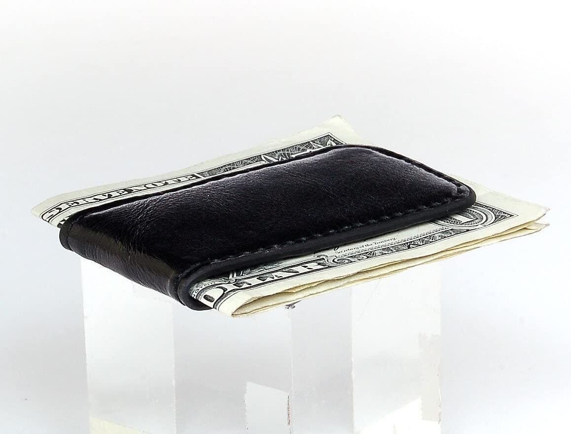 Black Leather Magnetic Money Clip