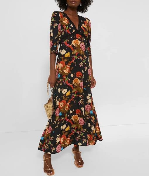 New Tuckernuck Size Large Baroque Floral Irina Dress Retails $300 Lace Trim